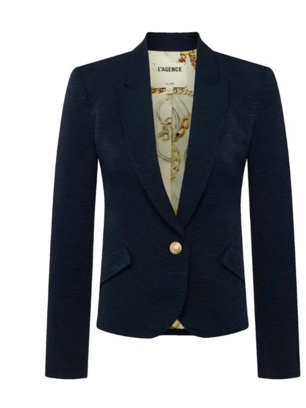 L'AGENCE L'AGENCE Jennah Blazer, Navy Single-Button Tailored Blazer